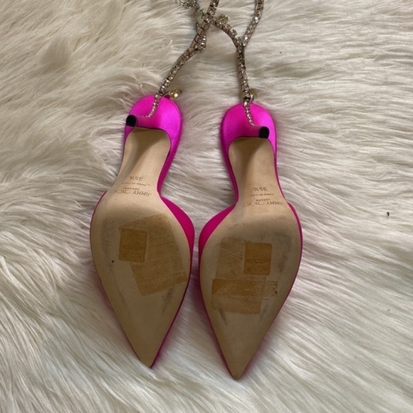 Jimmy Choo Saeda‎ 100mm satin crystal ankle strap pump size 35.5EU - Picture 8 of 16